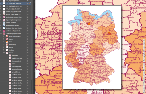 Deutschland Vektorkarte Landkreise Stadtkreise Bundesländer Regierungsbezirke Autobahnen Basiskarte (2021), vector map germany counties, Vektorkarte Deutschland Landkreise, Landkarte Deutschland Landkreise, Karte Landkreise Deutschland, Karte AI Deutschland Landkreise, Karte Deutschland Illustrator AI, download, editierbar