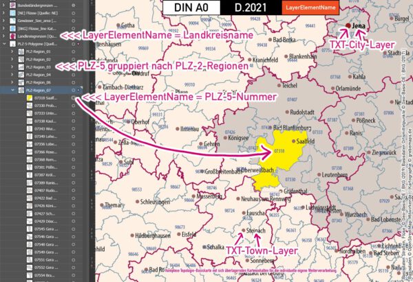 Deutschland Postleitzahlen Karte PLZ-1-2-5 mit Landkreisen Bundesländern Autobahnen Gewässer Ortsnamen Vektorkarte (2021), Karte PLZ Deutschland, PLZ Karte 5-stellig Deutschland, Vektorkarte PLz Deutschland, vector map germany plz, Karte Postleitzahlen 5-stellig Deutschland, AI, editierbar, download