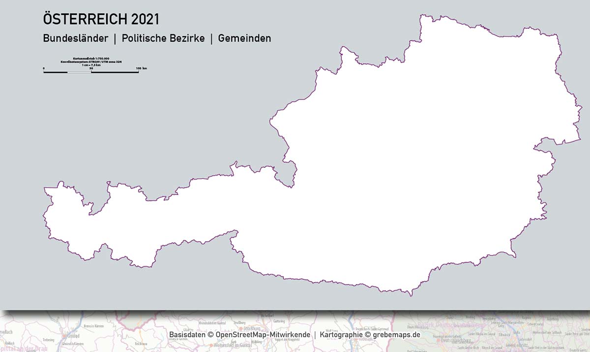 Österreich Austria Vektorkarte Bundesländer Bezirke Gemeinden Autobahnen (2021) [Digital] – Bild 8