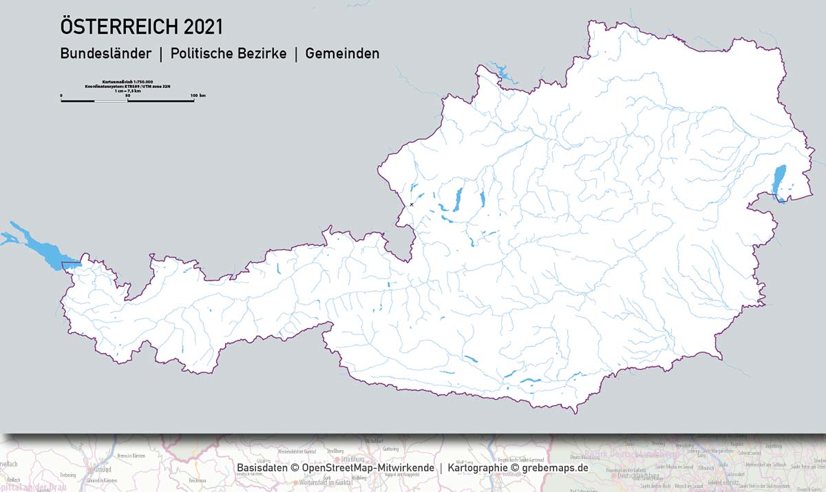 Österreich Austria Vektorkarte Bundesländer Bezirke Gemeinden Autobahnen (2021) [Digital] – Bild 12