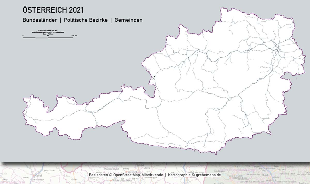 Österreich Austria Vektorkarte Bundesländer Bezirke Gemeinden Autobahnen (2021) [Digital] – Bild 13