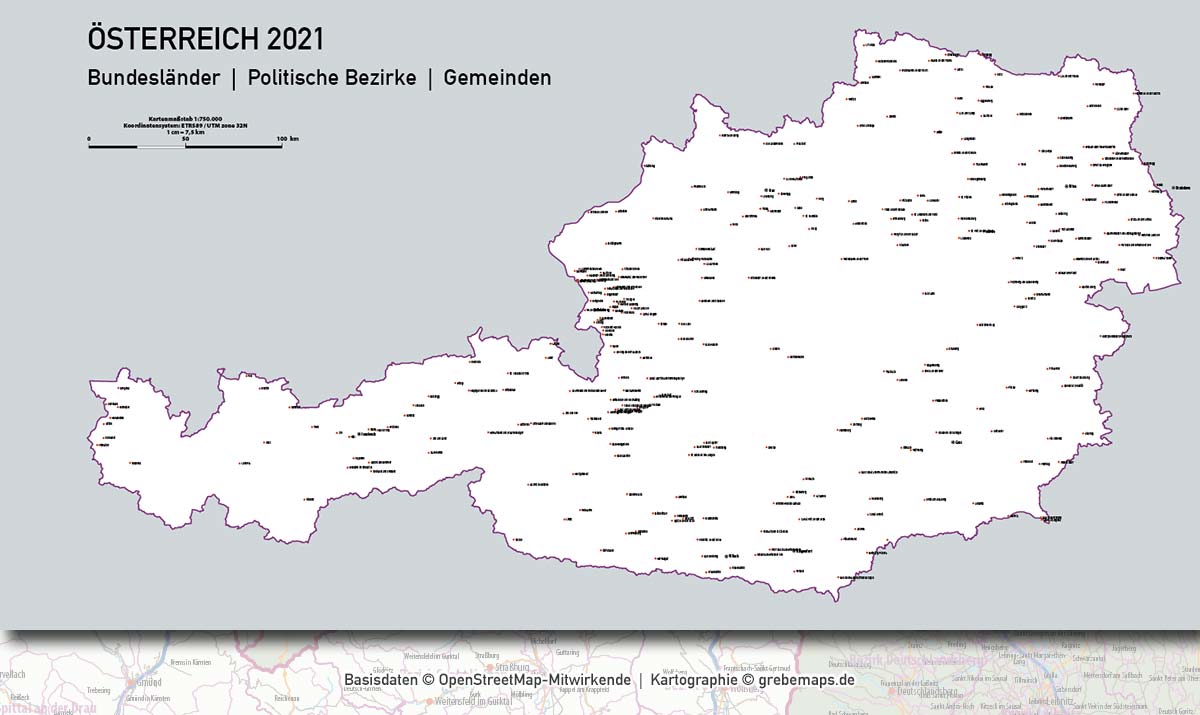 Österreich Austria Vektorkarte Bundesländer Bezirke Gemeinden Autobahnen (2021) [Digital] – Bild 16