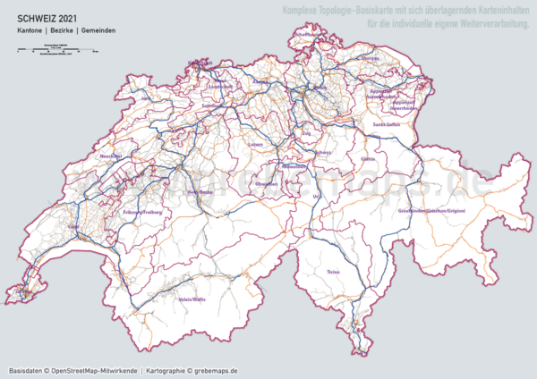 Schweiz Vektorkarte Kantone Bezirke Gemeinden Flüsse Seen Autobahnen (2021), Karte Schweiz Kantone Gemeinden, vector map switzerland, Vektorkarte Schweiz Gemeinden, Landkarte Schweiz, AI, download, editierbar, ebenen-separiert