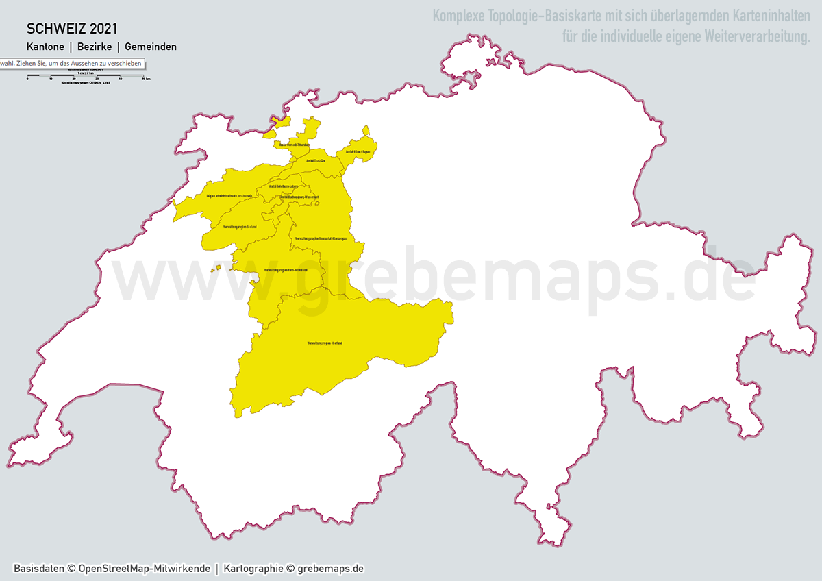 Schweiz Vektorkarte Kantone Bezirke Gemeinden Flüsse Seen Autobahnen (2021) [Digital] – Bild 16