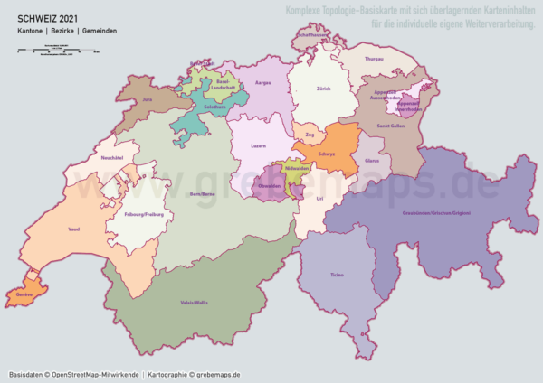 Schweiz Vektorkarte Kantone Bezirke Gemeinden Flüsse Seen Autobahnen (2021), Karte Schweiz Kantone Gemeinden, vector map switzerland, Vektorkarte Schweiz Gemeinden, Landkarte Schweiz, AI, download, editierbar, ebenen-separiert