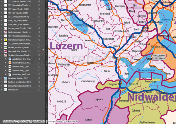 Schweiz Vektorkarte Kantone Bezirke Gemeinden Flüsse Seen Autobahnen (2021), Karte Schweiz Kantone Gemeinden, vector map switzerland, Vektorkarte Schweiz Gemeinden, Landkarte Schweiz, AI, download, editierbar, ebenen-separiert