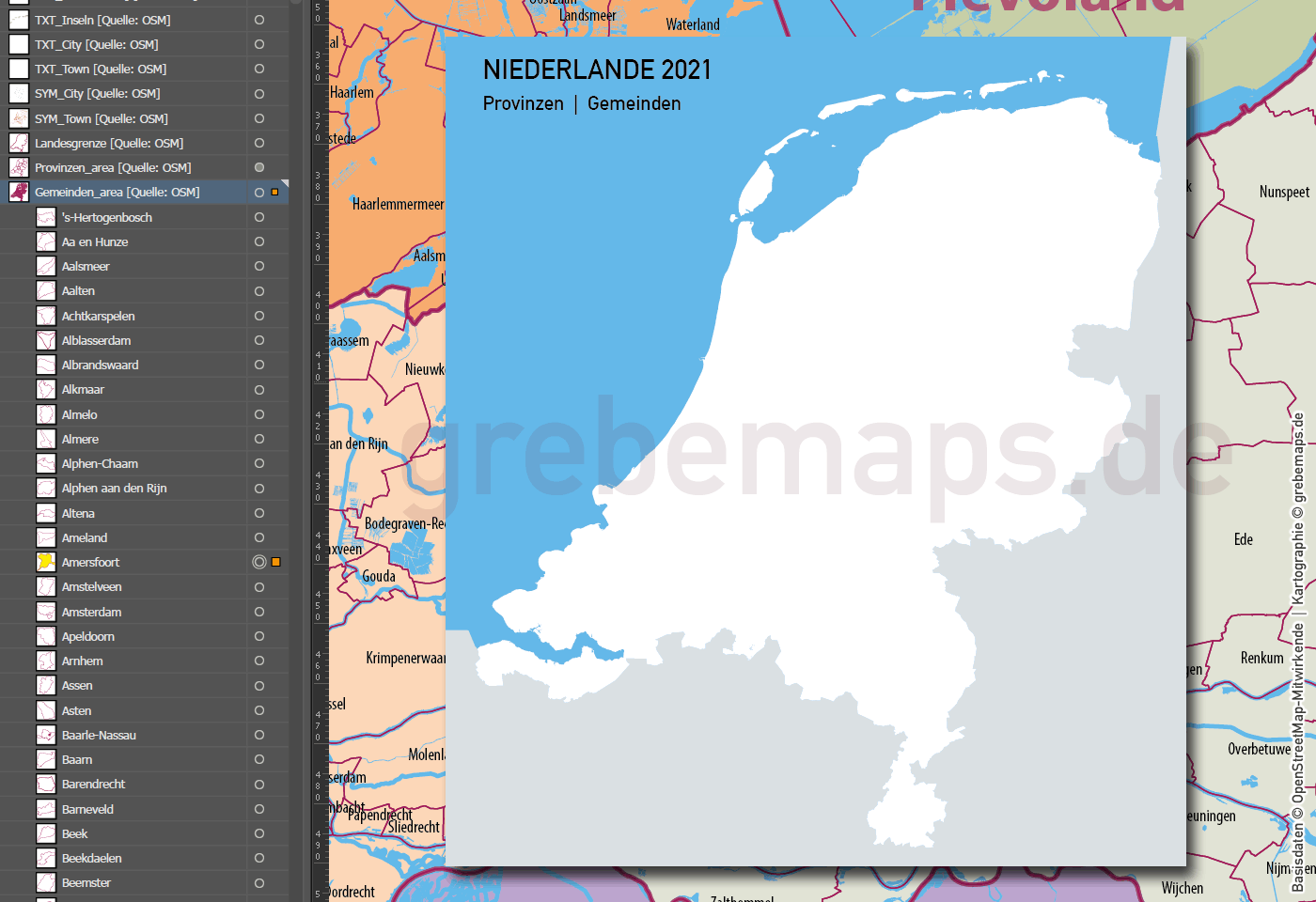 Niederlande Vektorkarte Provinzen Gemeinden (2021) [Digital] – Bild 4