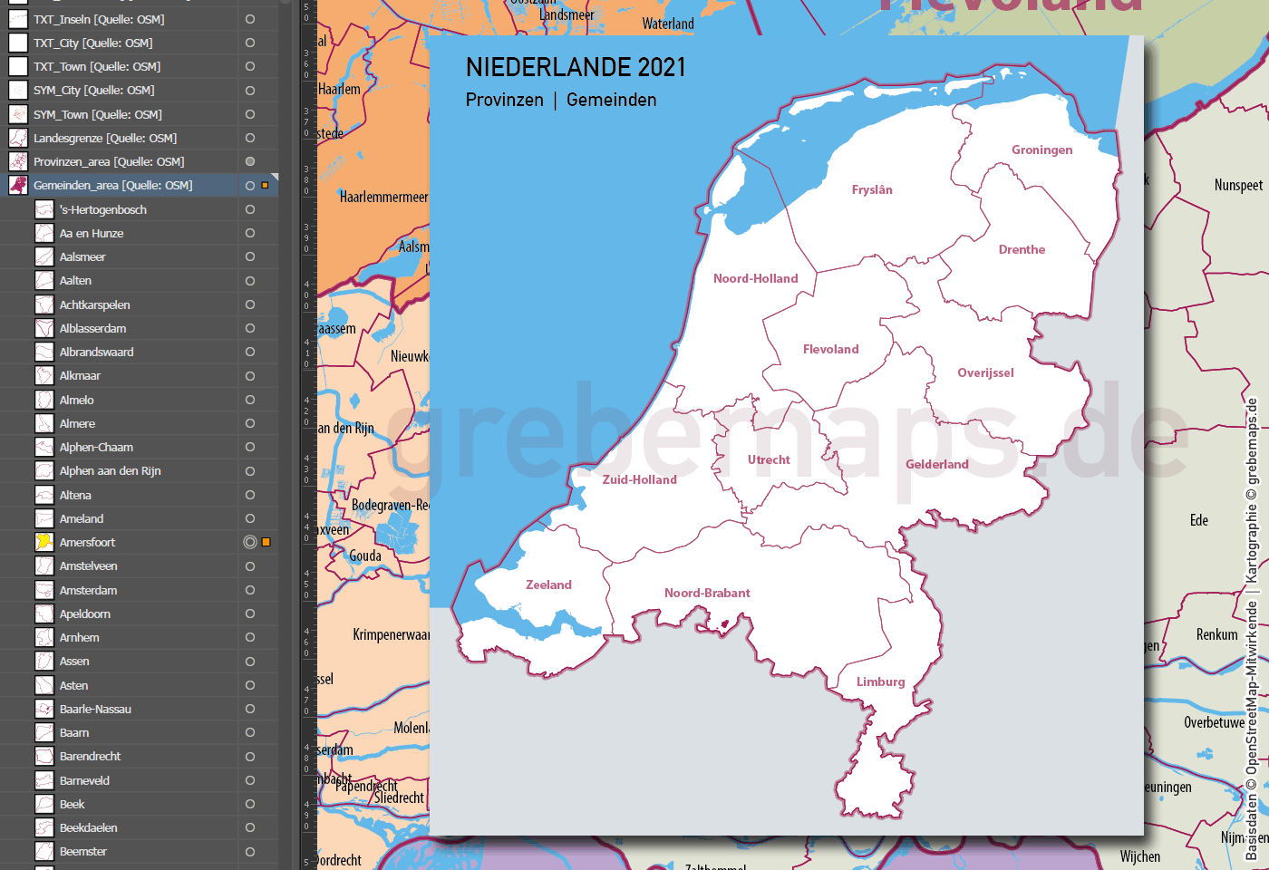 Niederlande Vektorkarte Provinzen Gemeinden (2021) [Digital] – Bild 6