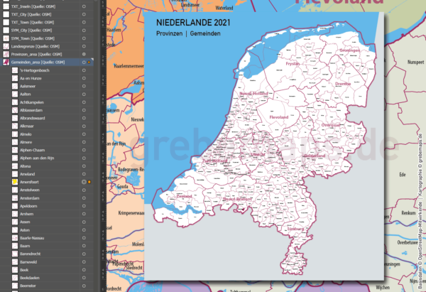 Niederlande Vektorkarte Provinzen Gemeinden Autobahnen (2021), Karte Niederlande Gemeinden, Vektorkarte Niederlande Gemeinden, Karte Holland, Vektorkarte Holland, Landkarte Niederlande, Landkarte Holland, Karte Niederlande AI, Karte Niederlande für Illustrator, Vektorkarte Holland für Illustrator, download, editierbar, ebenen-separiert