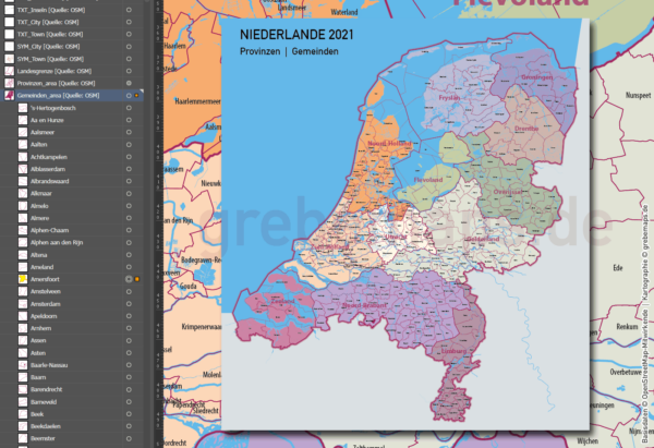 Niederlande Vektorkarte Provinzen Gemeinden Autobahnen (2021), Karte Niederlande Gemeinden, Vektorkarte Niederlande Gemeinden, Karte Holland, Vektorkarte Holland, Landkarte Niederlande, Landkarte Holland, Karte Niederlande AI, Karte Niederlande für Illustrator, Vektorkarte Holland für Illustrator, download, editierbar, ebenen-separiert