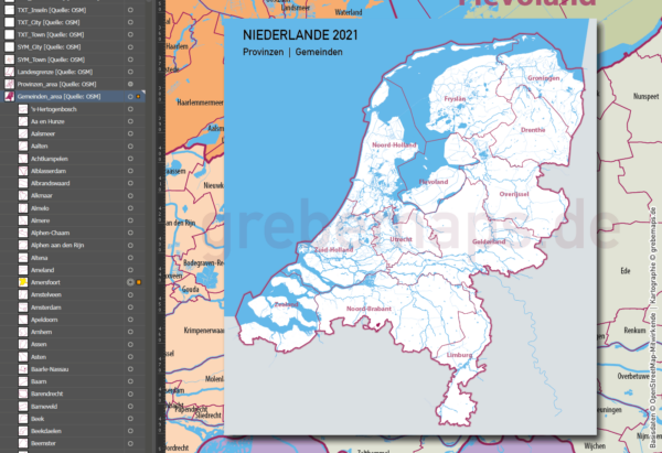 Niederlande Vektorkarte Provinzen Gemeinden Autobahnen (2021), Karte Niederlande Gemeinden, Vektorkarte Niederlande Gemeinden, Karte Holland, Vektorkarte Holland, Landkarte Niederlande, Landkarte Holland, Karte Niederlande AI, Karte Niederlande für Illustrator, Vektorkarte Holland für Illustrator, download, editierbar, ebenen-separiert