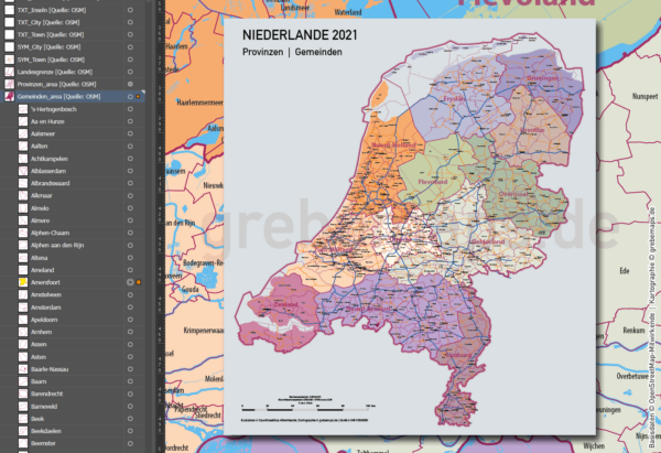 Niederlande Vektorkarte Provinzen Gemeinden Autobahnen (2021), Karte Niederlande Gemeinden, Vektorkarte Niederlande Gemeinden, Karte Holland, Vektorkarte Holland, Landkarte Niederlande, Landkarte Holland, Karte Niederlande AI, Karte Niederlande für Illustrator, Vektorkarte Holland für Illustrator, download, editierbar, ebenen-separiert