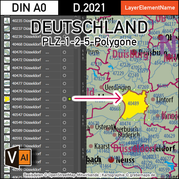 Deutschland Postleitzahlen Karte PLZ-1-2-5 mit Landkreisen Bundesländern Autobahnen Gewässer Ortsnamen Vektorkarte (2021), Karte PLZ Deutschland, PLZ Karte 5-stellig Deutschland, Vektorkarte PLz Deutschland, vector map germany plz, Karte Postleitzahlen 5-stellig Deutschland, AI, editierbar, download