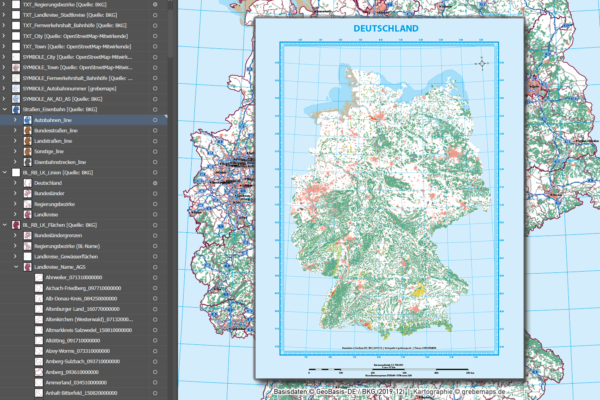 Deutschland Basiskarte Vektorkarte Bundesländer Regierungsbezirke Landkreise Autobahnen, Vektorkarte Deutschland Landkreise, AI-Datei, Illustrator, download, edtierbar, Vektorgrafik, Landkarte Deutschland Landkreise
