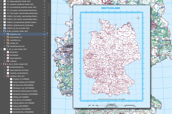 Deutschland Basiskarte Vektorkarte Bundesländer Regierungsbezirke Landkreise Autobahnen, Vektorkarte Deutschland Landkreise, AI-Datei, Illustrator, download, edtierbar, Vektorgrafik, Landkarte Deutschland Landkreise