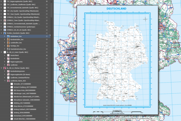 Deutschland Basiskarte Vektorkarte Bundesländer Regierungsbezirke Landkreise Autobahnen, Vektorkarte Deutschland Landkreise, AI-Datei, Illustrator, download, edtierbar, Vektorgrafik, Landkarte Deutschland Landkreise
