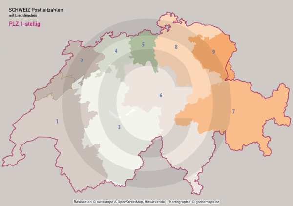 Schweiz Vektorkarte Postleitzahlen PLZ-1-2-3-4-6 Kantone Gemeinden (2021) [Digital] – Bild 14