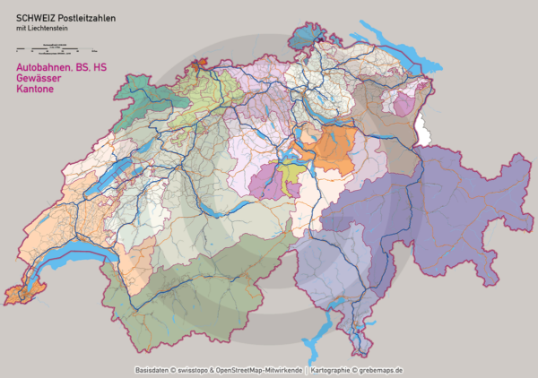 Schweiz Vektorkarte Postleitzahlen PLZ-1-2-3-4-6 Kantone Gemeinden, Postleitzahlen-Karte Schweiz, Karte PLZ Schweiz, PLZ-Karte Schweiz, Karte Postleitzahlen Schweiz, Landkarte PLZ Schweiz, Vektorkarte PLZ Schweiz, vector map, ai, download, editierbar