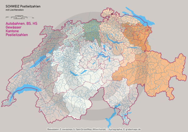 Schweiz Vektorkarte Postleitzahlen PLZ-1-2-3-4-6 Kantone Gemeinden, Postleitzahlen-Karte Schweiz, Karte PLZ Schweiz, PLZ-Karte Schweiz, Karte Postleitzahlen Schweiz, Landkarte PLZ Schweiz, Vektorkarte PLZ Schweiz, vector map, ai, download, editierbar