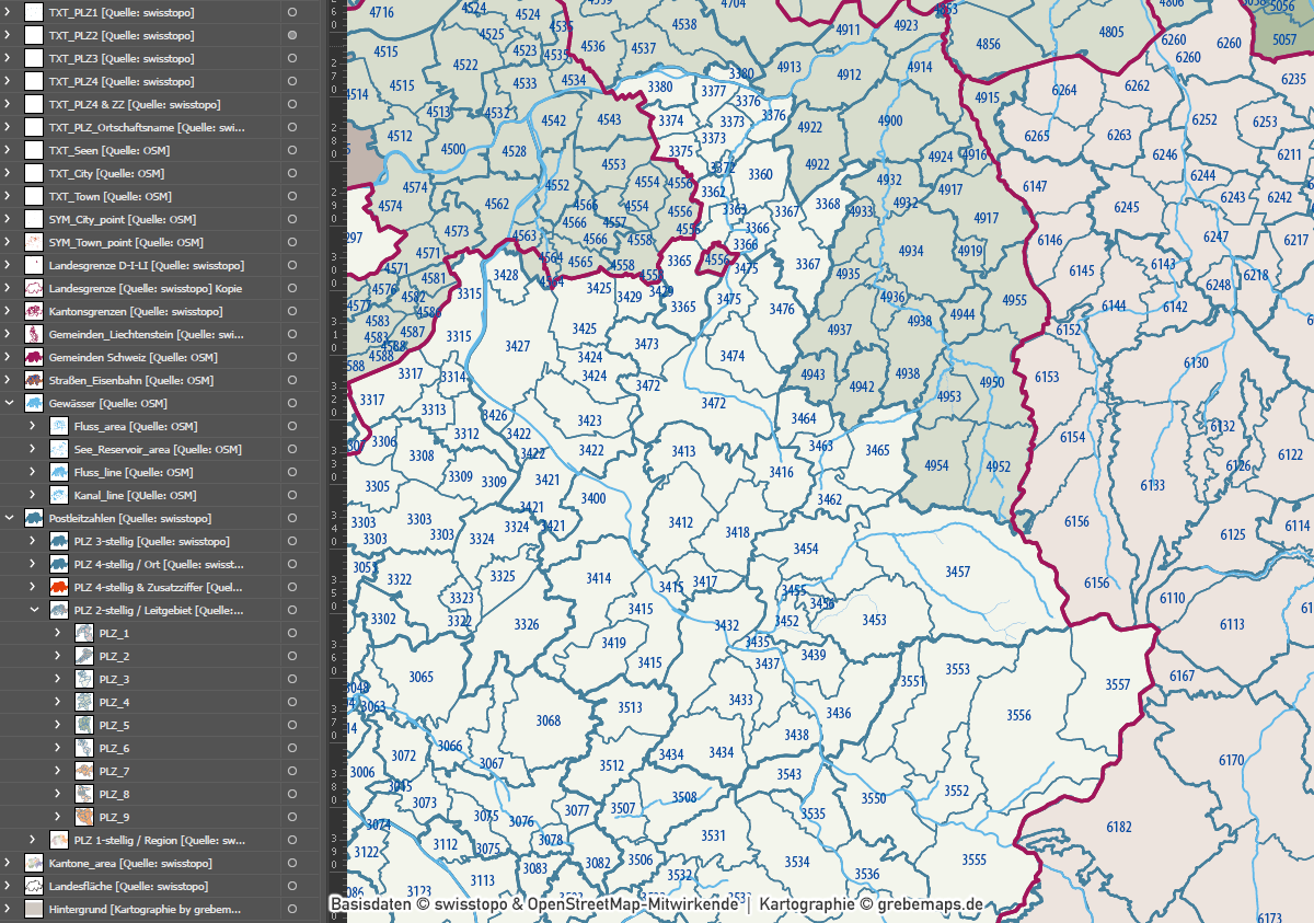 Schweiz Vektorkarte Postleitzahlen PLZ-1-2-3-4-6 Kantone Gemeinden, Postleitzahlen-Karte Schweiz, Karte PLZ Schweiz, PLZ-Karte Schweiz, Karte Postleitzahlen Schweiz, Landkarte PLZ Schweiz, Vektorkarte PLZ Schweiz, vector map, ai, download, editierbar