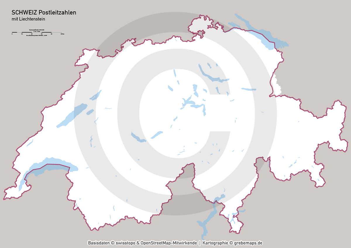 Schweiz Vektorkarte Postleitzahlen PLZ-1-4 Kantone (2021) [Digital] – Bild 14