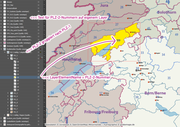 Schweiz Vektorkarte Postleitzahlen PLZ-1-2 Kantone, Karte Schweiz PLZ, vector map switzerland plz-2, Vektorkarte Schweiz PLZ Illustrator, Postleitzahlenkarte Schweiz 2-stellig, AI, download, editierbar