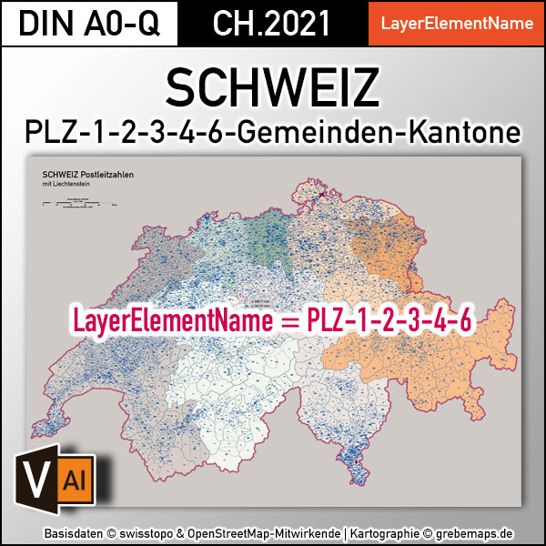 Schweiz Vektorkarte Postleitzahlen PLZ-1-2-3-4-6 Kantone Gemeinden, Postleitzahlen-Karte Schweiz, Karte PLZ Schweiz, PLZ-Karte Schweiz, Karte Postleitzahlen Schweiz, Landkarte PLZ Schweiz, Vektorkarte PLZ Schweiz, vector map, ai, download, editierbar