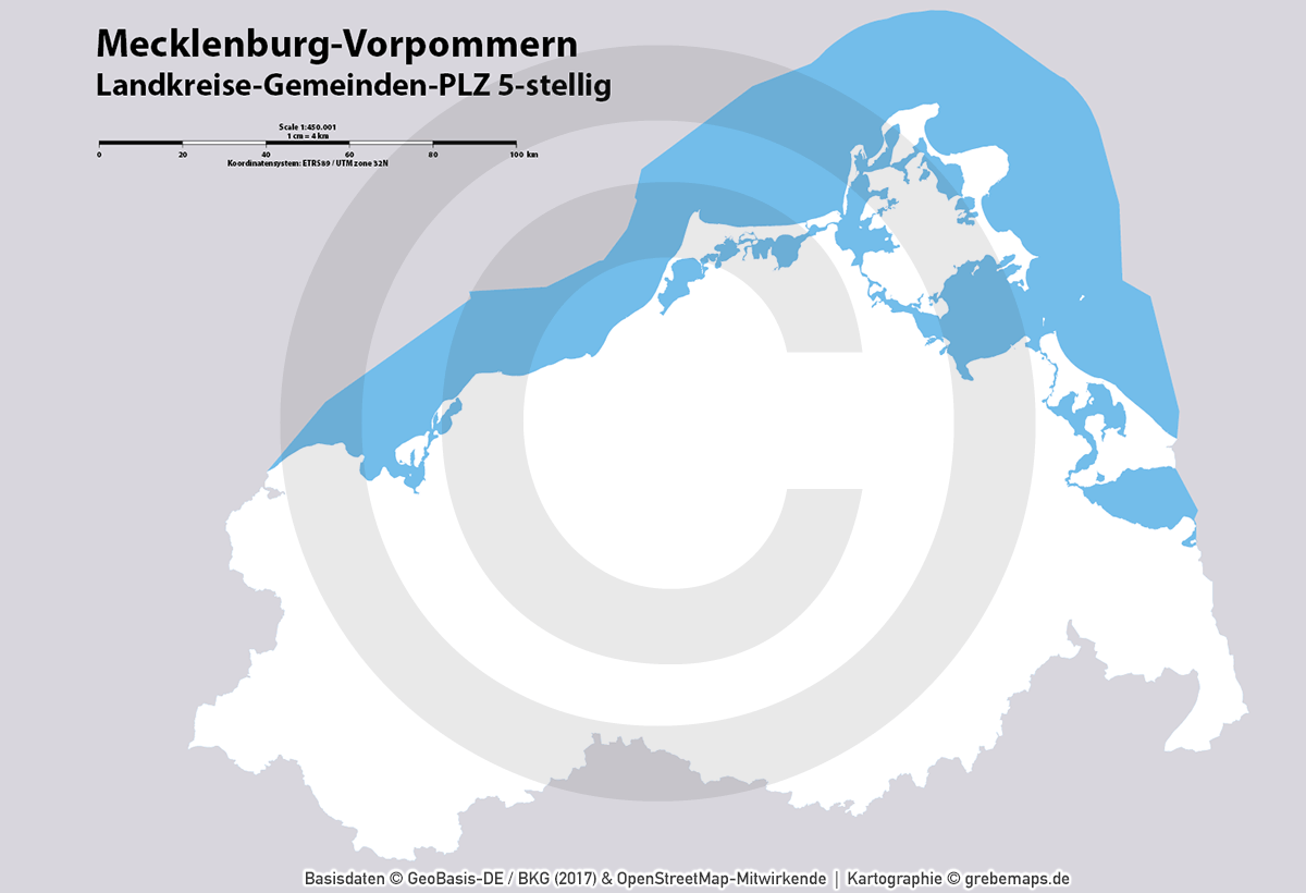 Mecklenburg-Vorpommern Vektorkarte Landkreise Gemeinden Postleitzahlen PLZ-5 (2020/21) [Digital] – Bild 7