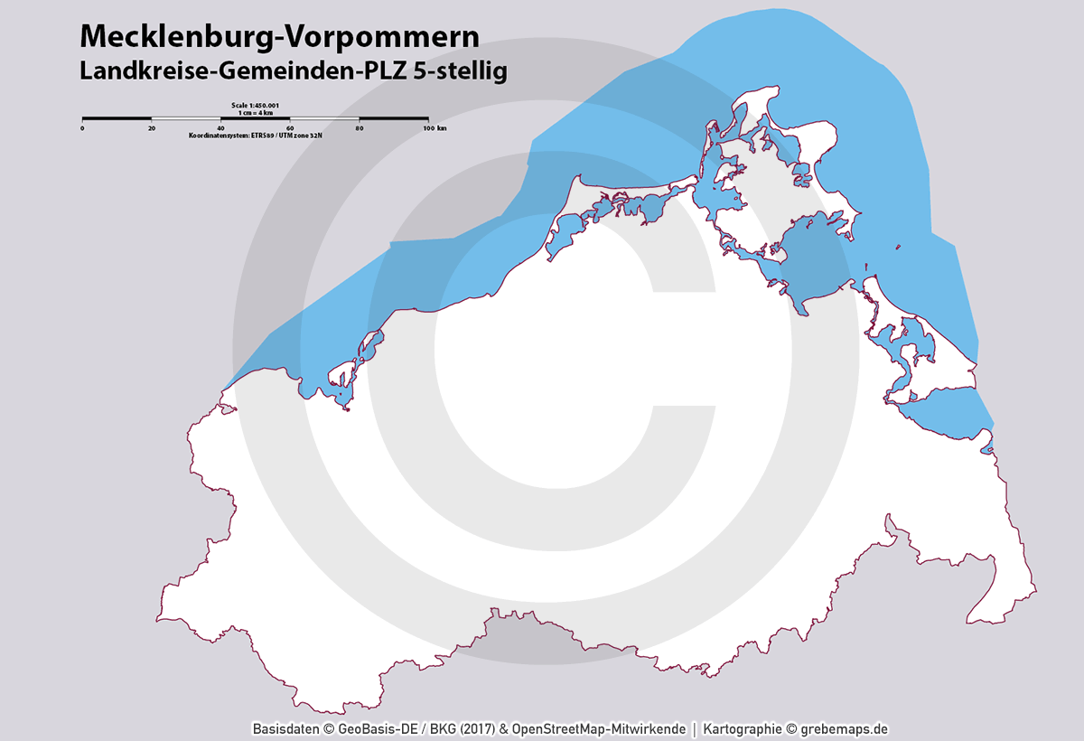 Mecklenburg-Vorpommern Vektorkarte Landkreise Gemeinden Postleitzahlen PLZ-5 (2020/21) [Digital] – Bild 8