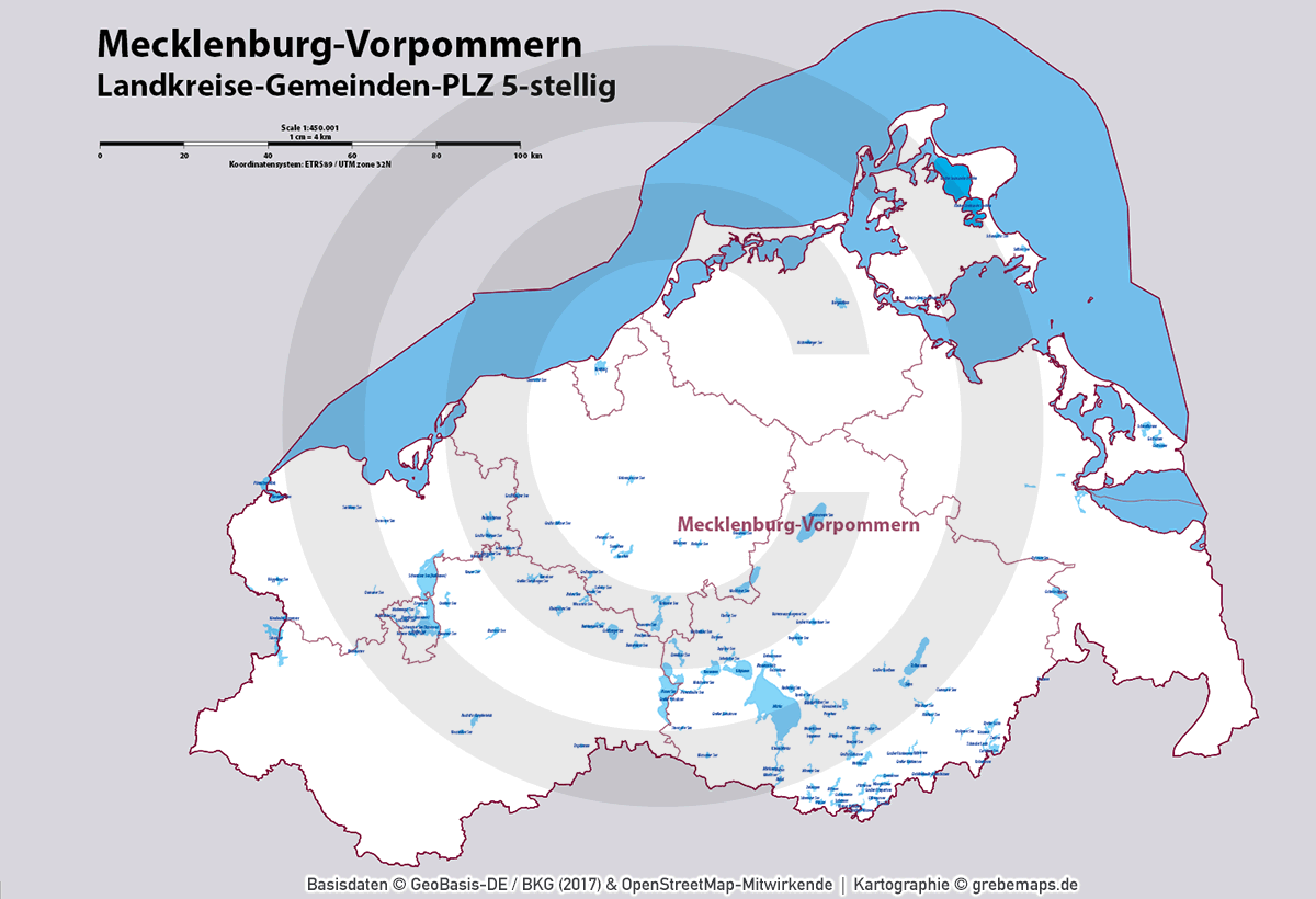 Mecklenburg-Vorpommern Vektorkarte Landkreise Gemeinden Postleitzahlen PLZ-5 (2020/21) [Digital] – Bild 14