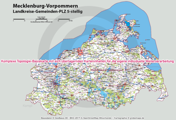 Mecklenburg-Vorpommern Vektorkarte Landkreise Gemeinden Postleitzahlen PLZ-5, Landkarte Mecklenburg-Vorpommern, Kartengrafik Mecklenburg-Vorpommern, Vektorkarte Mecklenburg-Vorpommern, vector map Mecklenburg-Vorpommern, Karte Meck-Pomm, Karte MV, Karte Postleitzahlen, AI, download, editierbar, Karte Mecklenburg-Vorpommern für Illustrator