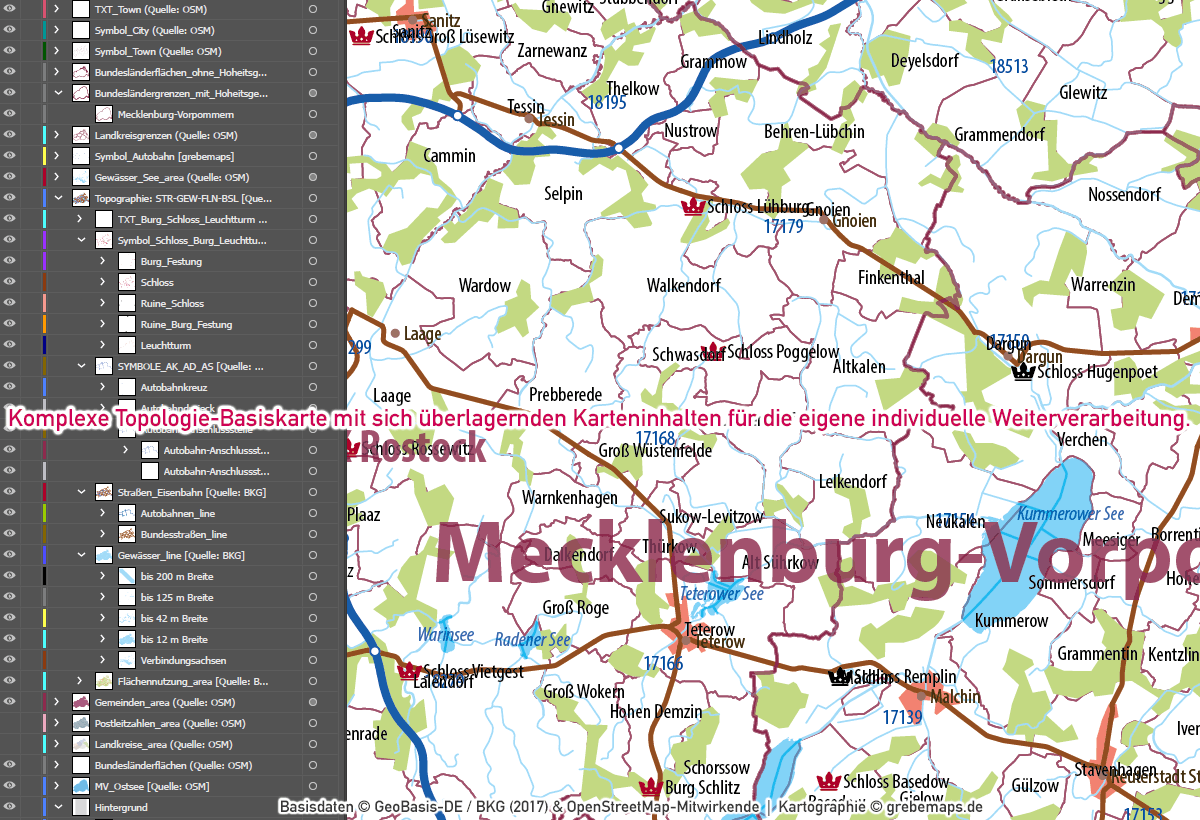 Mecklenburg-Vorpommern Vektorkarte Landkreise Gemeinden Postleitzahlen PLZ-5, Landkarte Mecklenburg-Vorpommern, Kartengrafik Mecklenburg-Vorpommern, Vektorkarte Mecklenburg-Vorpommern, vector map Mecklenburg-Vorpommern, Karte Meck-Pomm, Karte MV, Karte Postleitzahlen, AI, download, editierbar, Karte Mecklenburg-Vorpommern für Illustrator