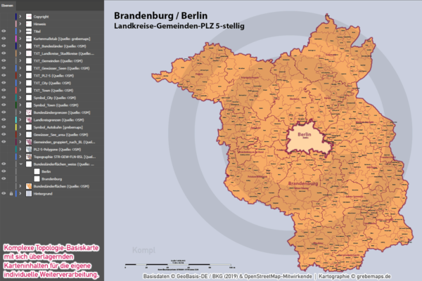 Brandenburg Berlin Vektorkarte Landkreise Gemeinden Postleitzahlen PLZ-5, Landkarte Brandenburg Berlin, Kartengrafik Brandenburg Berlin, vector map Brandenburg Berlin, Vektorkarte Brandenburg Berlin, AI, download, editierbar, Karte Brandenburg Berlin für Illustrator, Karte Postleitzahlen Brandenburg Berlin, Karte PLZ 5-stellig Brandenburg Berlin