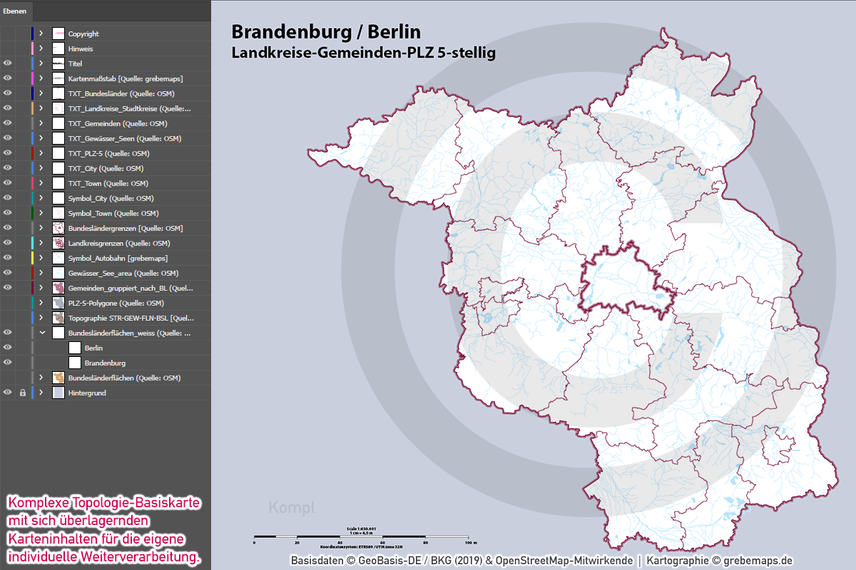 Brandenburg Berlin Vektorkarte Landkreise Gemeinden Postleitzahlen PLZ-5 (2020/21) [Digital] – Bild 20