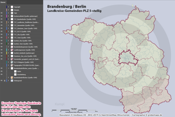 Brandenburg Berlin Vektorkarte Landkreise Gemeinden Postleitzahlen PLZ-5, Landkarte Brandenburg Berlin, Kartengrafik Brandenburg Berlin, vector map Brandenburg Berlin, Vektorkarte Brandenburg Berlin, AI, download, editierbar, Karte Brandenburg Berlin für Illustrator, Karte Postleitzahlen Brandenburg Berlin, Karte PLZ 5-stellig Brandenburg Berlin