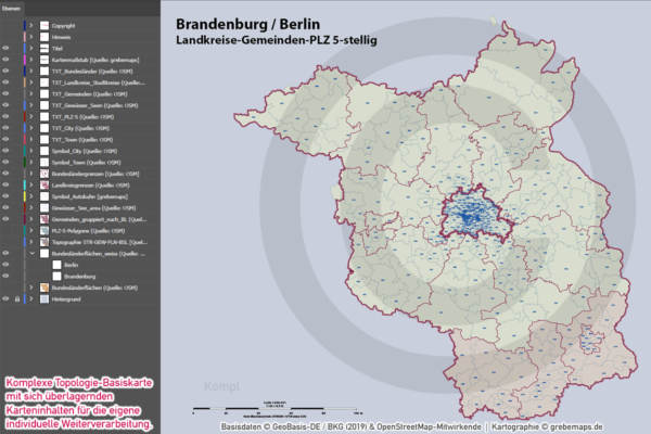 Brandenburg Berlin Vektorkarte Landkreise Gemeinden Postleitzahlen PLZ-5, Landkarte Brandenburg Berlin, Kartengrafik Brandenburg Berlin, vector map Brandenburg Berlin, Vektorkarte Brandenburg Berlin, AI, download, editierbar, Karte Brandenburg Berlin für Illustrator, Karte Postleitzahlen Brandenburg Berlin, Karte PLZ 5-stellig Brandenburg Berlin