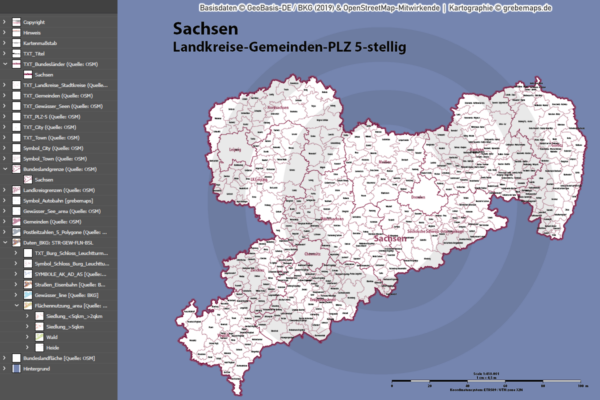 Sachsen Vektorkarte Landkreise Gemeinden Postleitzahlen PLZ-5, Karte PLZ Sachsen, Karte Gemeinden Sachsen, Karte Landkreise Sachsen, PLZ-Karte Sachsen, Postleizahlenkarte Sachsen, Karte Postleitzahlen 5-stellig Sachsen, vector map Sachsen, Vektorgrafik Sachsen, Karte Sachsen für Illustrator Ai, download, editierbar, Landkarte Sachsen, Basiskarte Sachsen