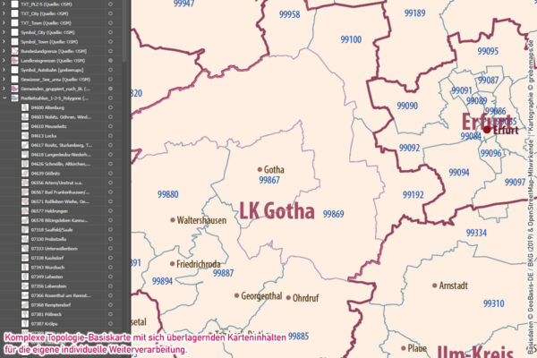 Thüringen Vektorkarte Landkreise Gemeinden Postleitzahlen PLZ-5, Karte Postleitzahlen Thüringen, Karte Gemeinden Thüringen, Karte Landkreise Thüringen, Karte PLZ-5 Thüringen, vector map Thüringen, Kartengrafik Thüringen, Vektorgrafik Thüringen, Vektorkarte Thüringen Ai, Landkarte Thüringen, Karte Thüringen für Illustrator Ai, download, editierbar