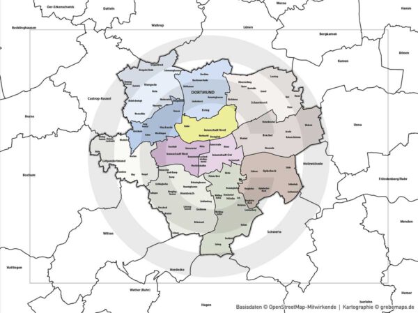 Dortmund Vertriebskarte Postleitzahlen PLZ-5 Stadtbezirke Stadtteilnamen Vektorkarte, Karte Dortmund PLZ, PLZ-Karte Dortmund, Stadtplan Dortmund PLZ, Stadtkarte Dortmund PLZ, PLZ 5-stellig Dortmund Vektorkarte, Vektorgrafik Dortmund, Kartengrafik Dortmund, Karte Dortmund AI, download, AI-Datei, Karte Dortmund für Illustrator