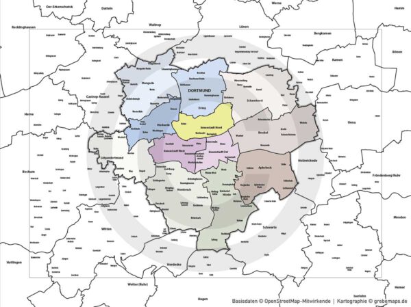 Dortmund Vertriebskarte Postleitzahlen PLZ-5 Stadtbezirke Stadtteilnamen Vektorkarte, Karte Dortmund PLZ, PLZ-Karte Dortmund, Stadtplan Dortmund PLZ, Stadtkarte Dortmund PLZ, PLZ 5-stellig Dortmund Vektorkarte, Vektorgrafik Dortmund, Kartengrafik Dortmund, Karte Dortmund AI, download, AI-Datei, Karte Dortmund für Illustrator