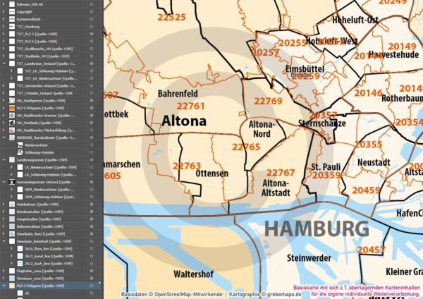 Hamburg und Umgebung Vertriebskarte Postleitzahlen PLZ-5 Stadtbezirke Stadtteile Vektorkarte, Postleitzahlenkarte Hamburg, Karte PLZ-5 Hamburg, Landkarte Hamburg, Stadtplan Hamburg, Stadtkarte Hamburg, Karte Hamburg für Illustrator, Kartengrafik Hamburg, Vektorgrafik Hamburg, vector map hamburg, Karte Hamburg AI-datei, editierbar, download, ebenen-separiert