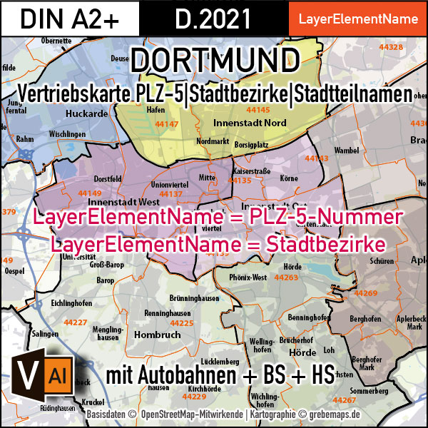 Dortmund Vertriebskarte Postleitzahlen PLZ-5 Stadtbezirke Stadtteilnamen Vektorkarte, Karte Dortmund PLZ, PLZ-Karte Dortmund, Stadtplan Dortmund PLZ, Stadtkarte Dortmund PLZ, PLZ 5-stellig Dortmund Vektorkarte, Vektorgrafik Dortmund, Kartengrafik Dortmund, Karte Dortmund AI, download, AI-Datei, Karte Dortmund für Illustrator