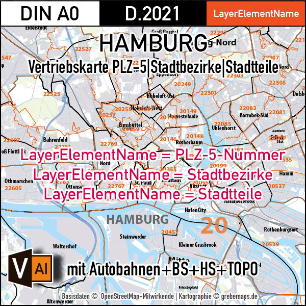 Hamburg und Umgebung Vertriebskarte Postleitzahlen PLZ-5 Stadtbezirke Stadtteile Vektorkarte, Postleitzahlenkarte Hamburg, Karte PLZ-5 Hamburg, Landkarte Hamburg, Stadtplan Hamburg, Stadtkarte Hamburg, Karte Hamburg für Illustrator, Kartengrafik Hamburg, Vektorgrafik Hamburg, vector map hamburg, Karte Hamburg AI-datei, editierbar, download, ebenen-separiert