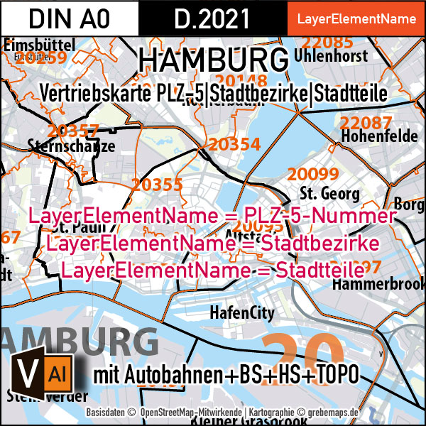 Hamburg und Umgebung Vertriebskarte Postleitzahlen PLZ-5 Stadtbezirke Stadtteile Vektorkarte, Postleitzahlenkarte Hamburg, Karte PLZ-5 Hamburg, Landkarte Hamburg, Stadtplan Hamburg, Stadtkarte Hamburg, Karte Hamburg für Illustrator, Kartengrafik Hamburg, Vektorgrafik Hamburg, vector map hamburg, Karte Hamburg AI-datei, editierbar, download, ebenen-separiert