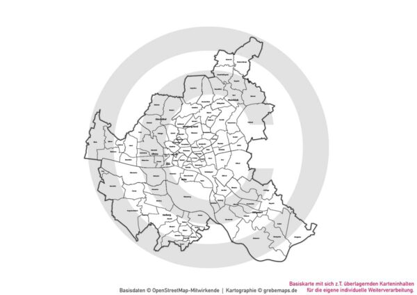 Hamburg und Umgebung Vertriebskarte Postleitzahlen PLZ-5 Stadtbezirke Stadtteile HH-Gebäude Vektorkarte [Digital] – Bild 16