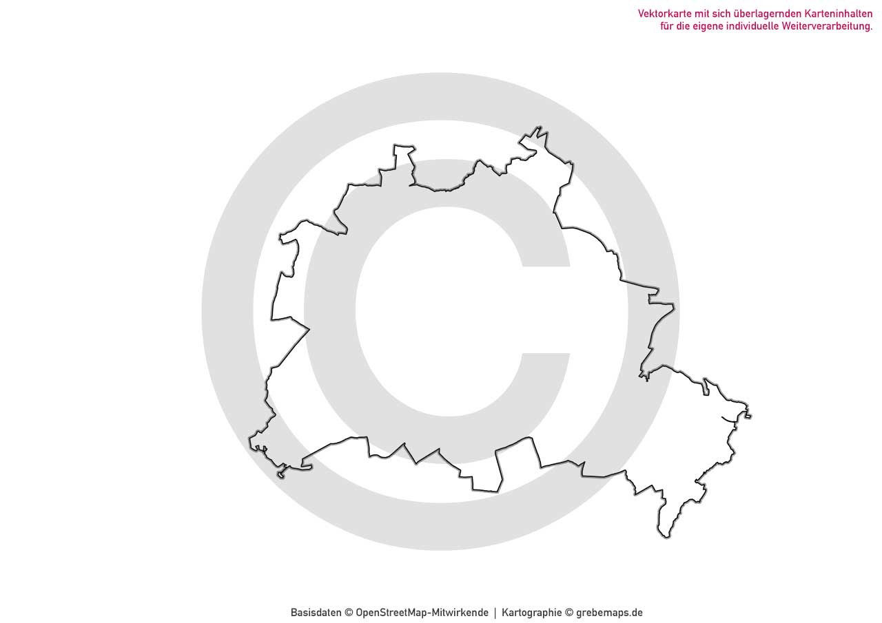 Berlin und Umgebung Vertriebskarte Postleitzahlen PLZ-5 Stadtbezirke Stadtteile Vektorkarte [Digital] – Bild 12