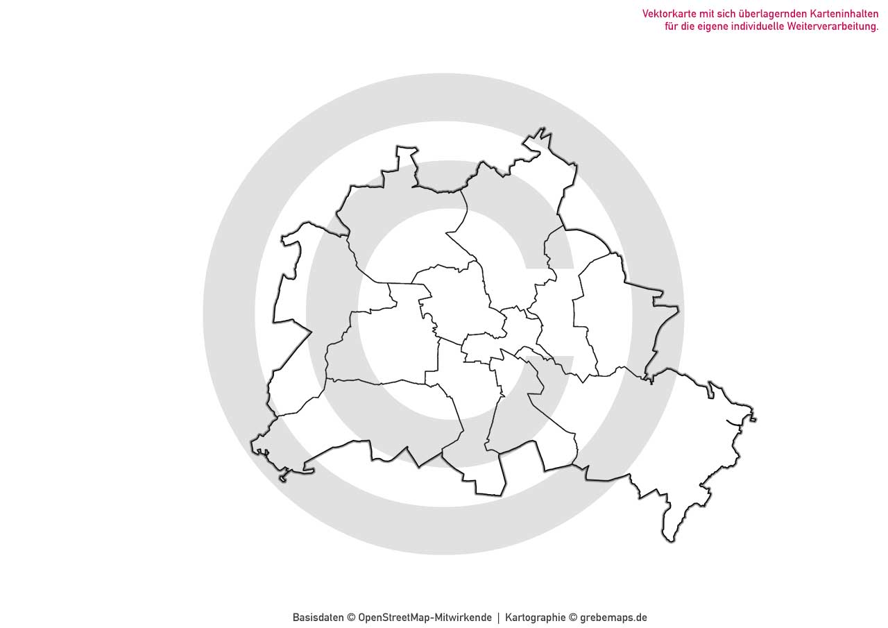 Berlin und Umgebung Vertriebskarte Postleitzahlen PLZ-5 Stadtbezirke Stadtteile Vektorkarte [Digital] – Bild 13