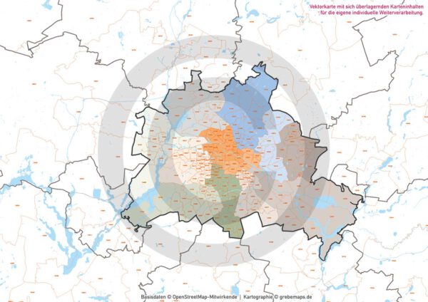 Berlin und Umgebung Vertriebskarte Postleitzahlen PLZ-5 Stadtbezirke Stadtteile Vektorkarte, vector map berlin, plz-karte berlin, karte plz berlin, karte berlin stadtteile, karte berlin vektor, karte berlin für illustrator, stadtplan berlin stadtteile, stadtplan berlin plz, karte berlin ai, vector map berlin, vektorgrafik, vektorkarte, kartengrafik, illustrator ai, editierbar, download