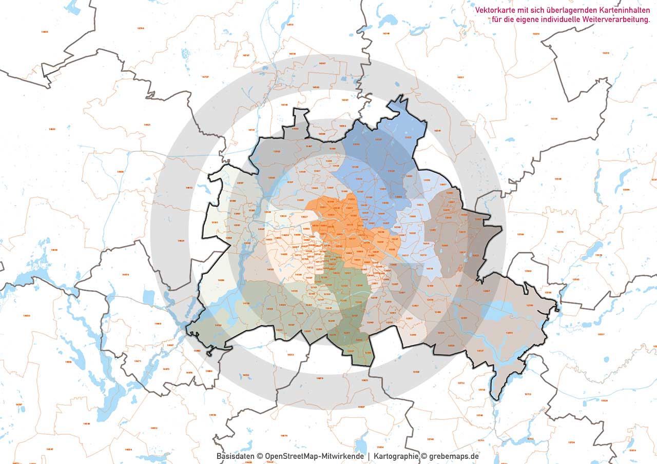 Berlin und Umgebung Vertriebskarte Postleitzahlen PLZ-5 Stadtbezirke Stadtteile Vektorkarte, vector map berlin, plz-karte berlin, karte plz berlin, karte berlin stadtteile, karte berlin vektor, karte berlin für illustrator, stadtplan berlin stadtteile, stadtplan berlin plz, karte berlin ai, vector map berlin, vektorgrafik, vektorkarte, kartengrafik, illustrator ai, editierbar, download