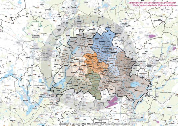 Berlin und Umgebung Vertriebskarte Postleitzahlen PLZ-5 Stadtbezirke Stadtteile Vektorkarte, vector map berlin, plz-karte berlin, karte plz berlin, karte berlin stadtteile, karte berlin vektor, karte berlin für illustrator, stadtplan berlin stadtteile, stadtplan berlin plz, karte berlin ai, vector map berlin, vektorgrafik, vektorkarte, kartengrafik, illustrator ai, editierbar, download